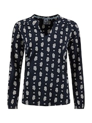 Weird Fish Blue Brooke Printed V-Neck Jersey Top - Image 6 of 7