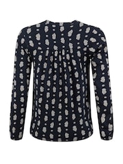 Weird Fish Blue Brooke Printed V-Neck Jersey Top - Image 7 of 7