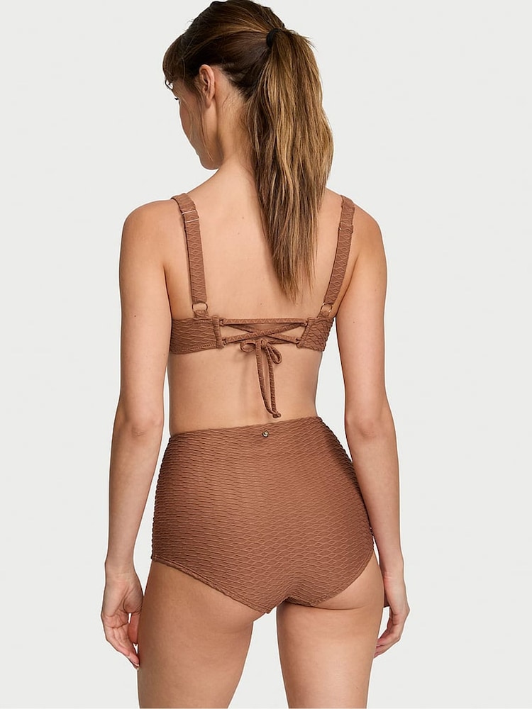 Victoria's Secret Caramel Brown Fishnet Balcony Swim Bikini Top - Image 2 of 3