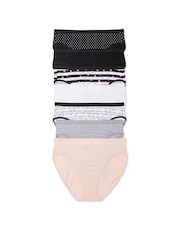 Zwart/wit/grijs/roze - Victoria's Secret set van 7 slips met logo - Image 1 of 3