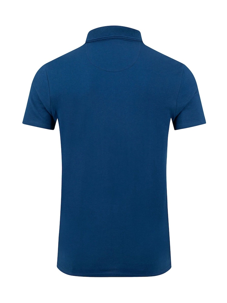 Weird Fish Blue Miles Pique Cotton Polo Shirt - Image 6 of 6 Weird Fish Blue Miles Pique Cotton Polo Shirt - Image 6 of 6
