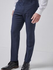 Navy Blue Slim Check Suit: Trousers - Image 1 of 5