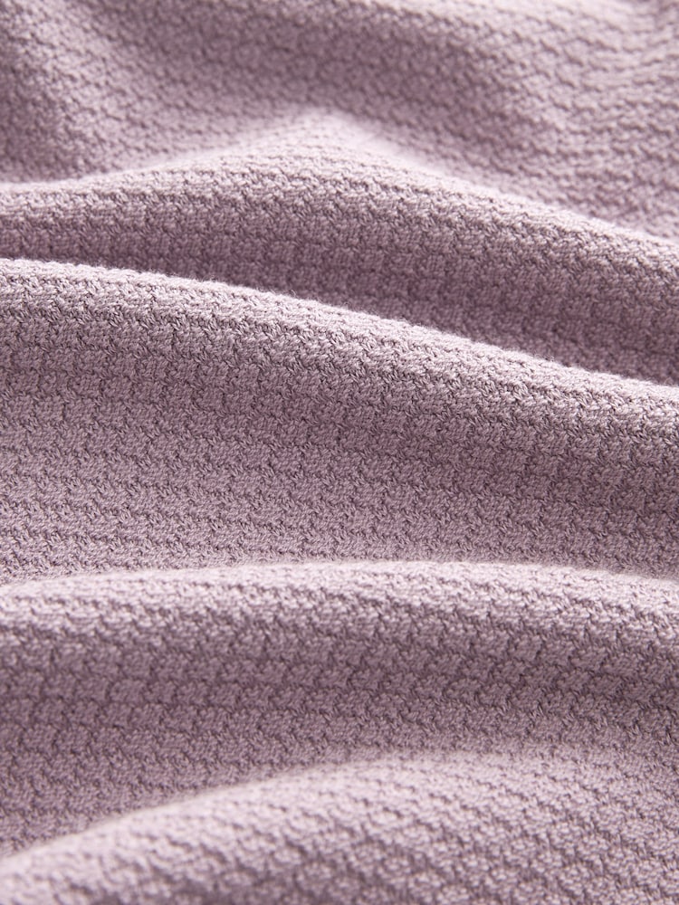 Purple Knitted Bubble Textured Regular Fit Polo Shirt - Image 7 of 7
