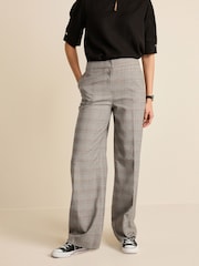 Grey Smart Check Wide Leg Trousers - Image 1 of 5