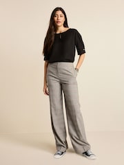 Grey Smart Check Wide Leg Trousers - Image 2 of 5