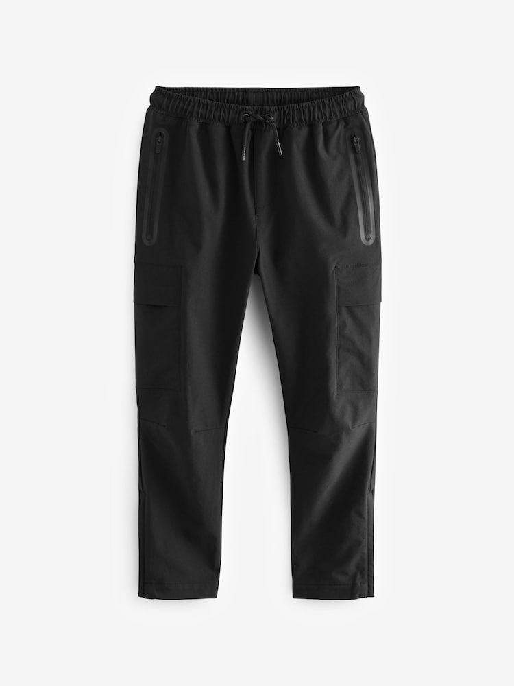 Black Tapered Leg Sporty Cargo Trousers (3-16yrs) - Image 1 of 3