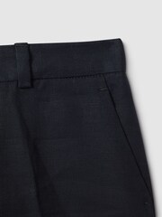 Reiss Navy Kin 3-9 yrs Slim Fit Linen Adjustable Shorts - Image 4 of 4