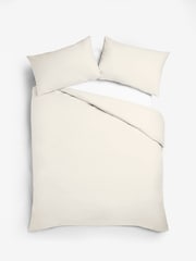 Cream Cotton Rich Plain Duvet Cover and Pillowcase Set - Image 2 of 3