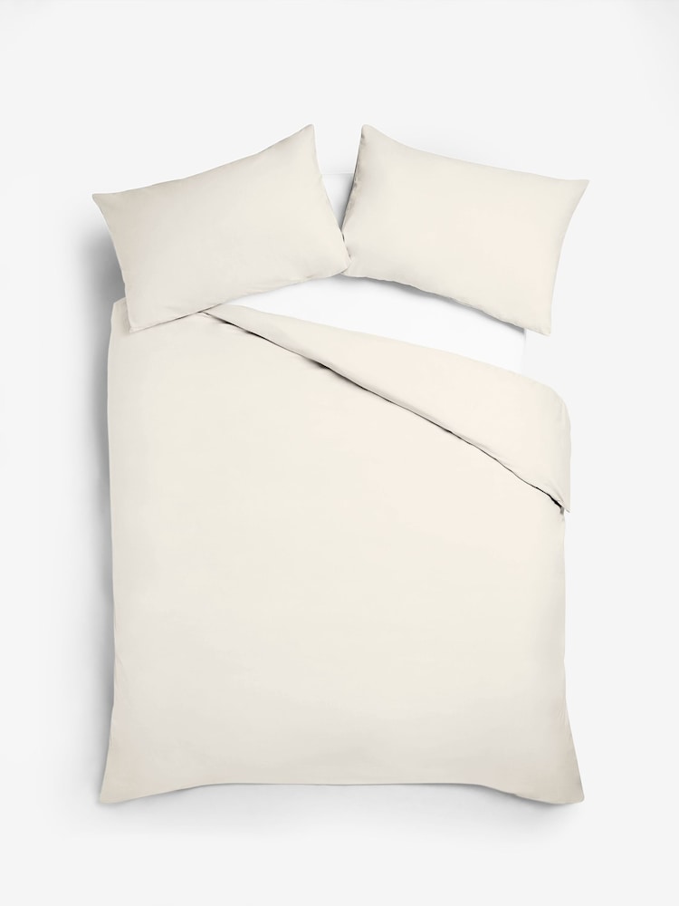 Cream Cotton Rich Plain Duvet Cover and Pillowcase Set - Image 2 of 3