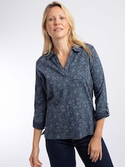 Синій - Weird Fish Rosalie Printed Jersey Polo Shirt - Image 1 of 5
