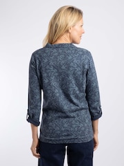 Синій - Weird Fish Rosalie Printed Jersey Polo Shirt - Image 2 of 5