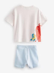 Blue Disney Little Mermaid 100% Cotton T-Shirt and Cycle Shorts Set (3mths-7yrs) - Image 2 of 3