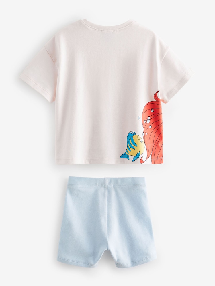 Blue Disney Little Mermaid 100% Cotton T-Shirt and Cycle Shorts Set (3mths-7yrs) - Image 2 of 3