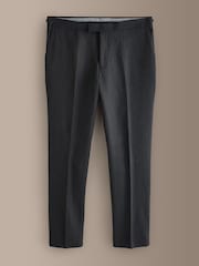 Noir - Signature Tailored Fit Marzotto Italian Wool Patterned Tuxedo Suit Trousers - Image 1 de 5