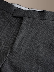 Noir - Signature Tailored Fit Marzotto Italian Wool Patterned Tuxedo Suit Trousers - Image 3 de 5