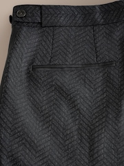 Noir - Signature Tailored Fit Marzotto Italian Wool Patterned Tuxedo Suit Trousers - Image 4 de 5