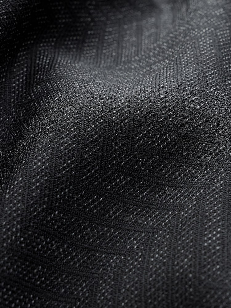 Noir - Signature Tailored Fit Marzotto Italian Wool Patterned Tuxedo Suit Trousers - Image 5 de 5