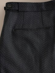 Crno - Signature Elegantno krojen Marzotto italijanski vuneni sa uzorkom Pantalone od smoking odela - Slika 8 od 9