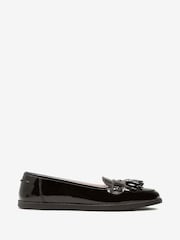 Black Patent Wide Fit (G) School Leather Tassel Loafers - Image 1 of 6