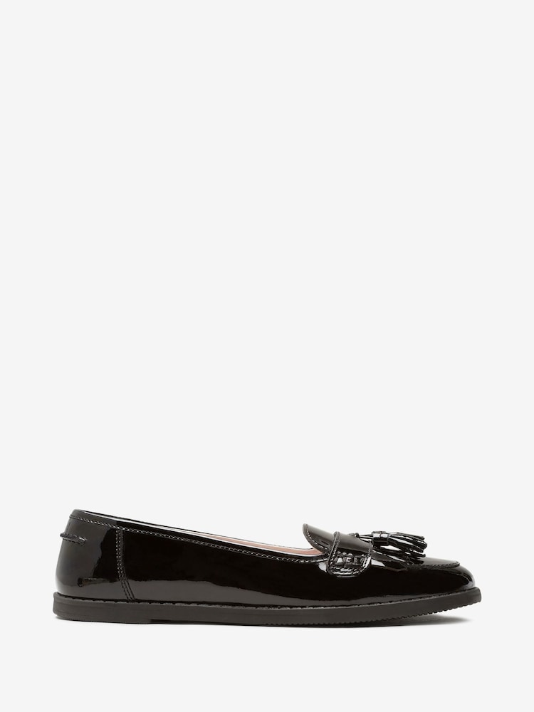 Black Patent Wide Fit (G) School Leather Tassel Loafers - Image 1 of 6