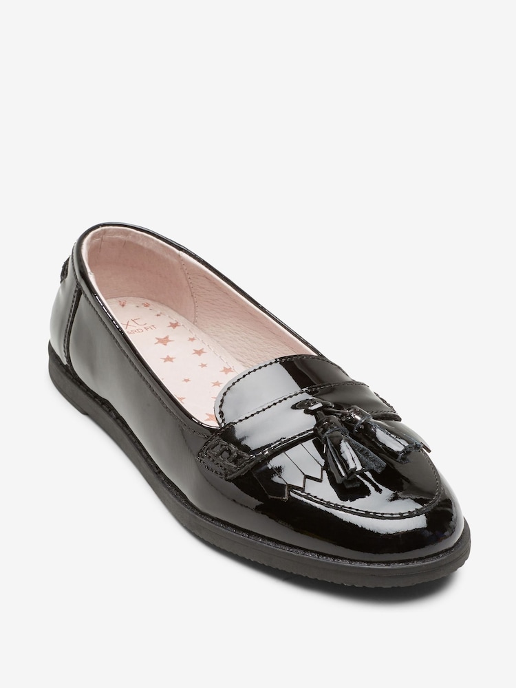 Black Patent Wide Fit (G) School Leather Tassel Loafers - Image 2 of 6