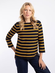 Marineblau/blau - Weird Fish Saffira Jersey-Oberteil aus Baumwolle mit Streifen - Bild 1 von 6