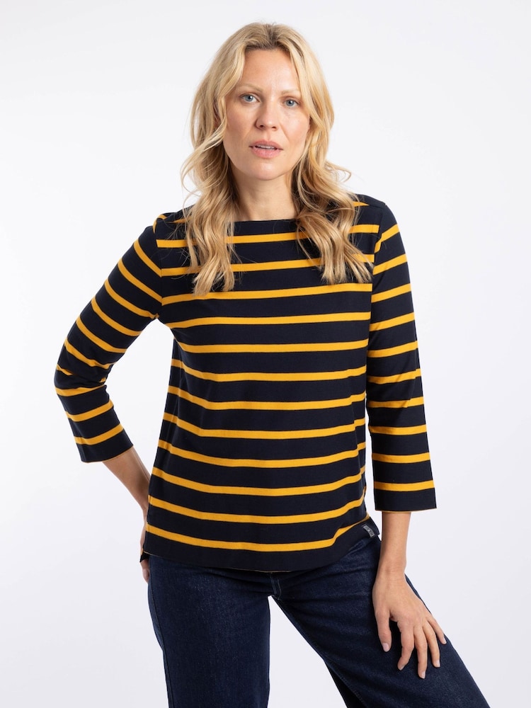 Marineblau/blau - Weird Fish Saffira Jersey-Oberteil aus Baumwolle mit Streifen - Bild 1 von 6 Marineblau/blau - Weird Fish Saffira Jersey-Oberteil aus Baumwolle mit Streifen - Bild 1 von 6