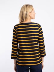 Marineblau/blau - Weird Fish Saffira Jersey-Oberteil aus Baumwolle mit Streifen - Bild 2 von 6