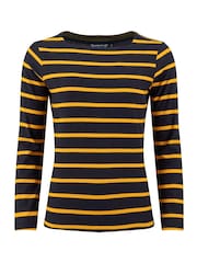 Marineblau/blau - Weird Fish Saffira Jersey-Oberteil aus Baumwolle mit Streifen - Bild 5 von 6