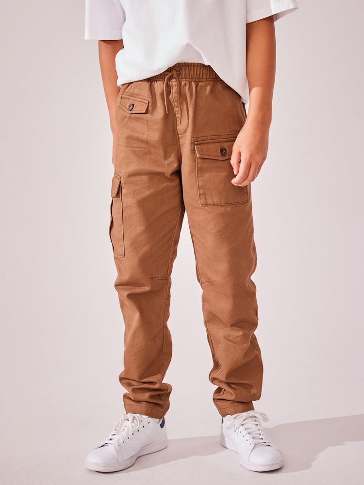 Tan Brown 100% Cotton Cargo Trousers (3-16yrs) - Image 1 of 7