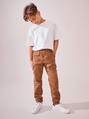 Tan Brown 100% Cotton Cargo Trousers (3-16yrs) - Image 2 of 7