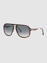Reiss Green Carrera Eyewear Rectangular Tortoiseshell Sunglasses - Image 2 of 4