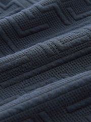 Navy Blue Relaxed Fit Zip Neck Polo Shirt - Image 8 of 8