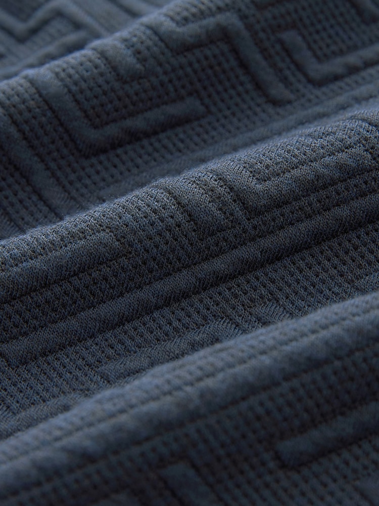 Navy Blue Relaxed Fit Zip Neck Polo Shirt - Image 8 of 8