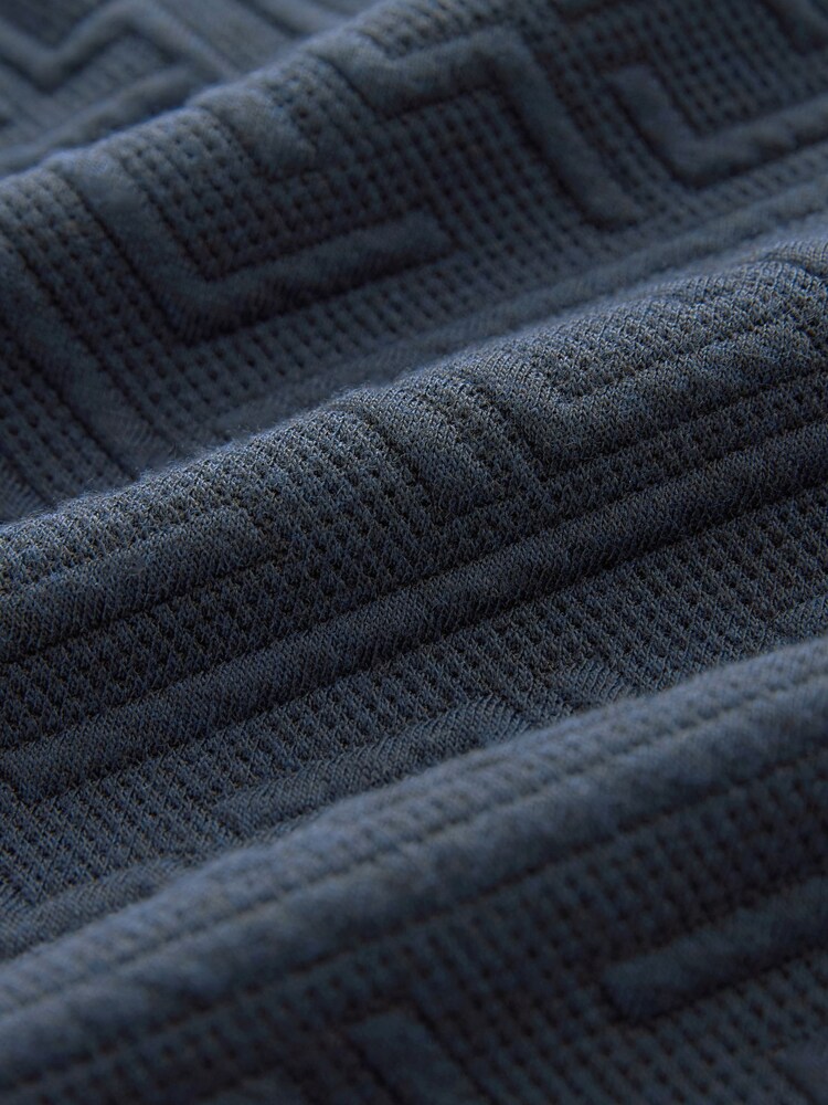 Navy Blue Relaxed Fit Zip Neck Polo Shirt - Image 8 of 8 Navy Blue Relaxed Fit Zip Neck Polo Shirt - Image 8 of 8