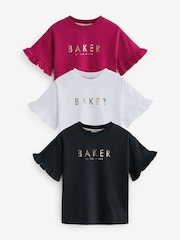 Bordo/bela - Baker by Ted Baker 100% Bombažna majica 3 Pakiranje - Slika 1 iz 4
