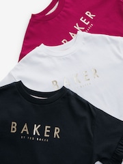 Bordo/bela - Baker by Ted Baker 100% Bombažna majica 3 Pakiranje - Slika 3 iz 4