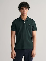 GANT Tartan Green Regular 100% Cotton Shield Polo Shirt - Image 1 of 4