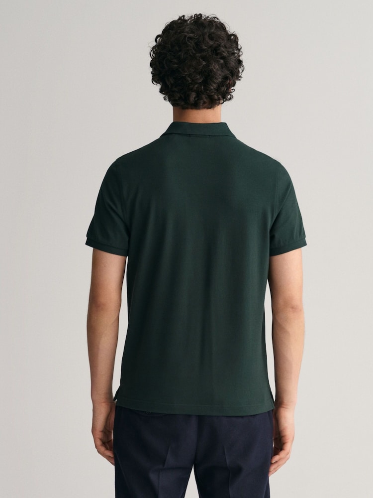 GANT Tartan Green Regular 100% Cotton Shield Polo Shirt - Image 2 of 4