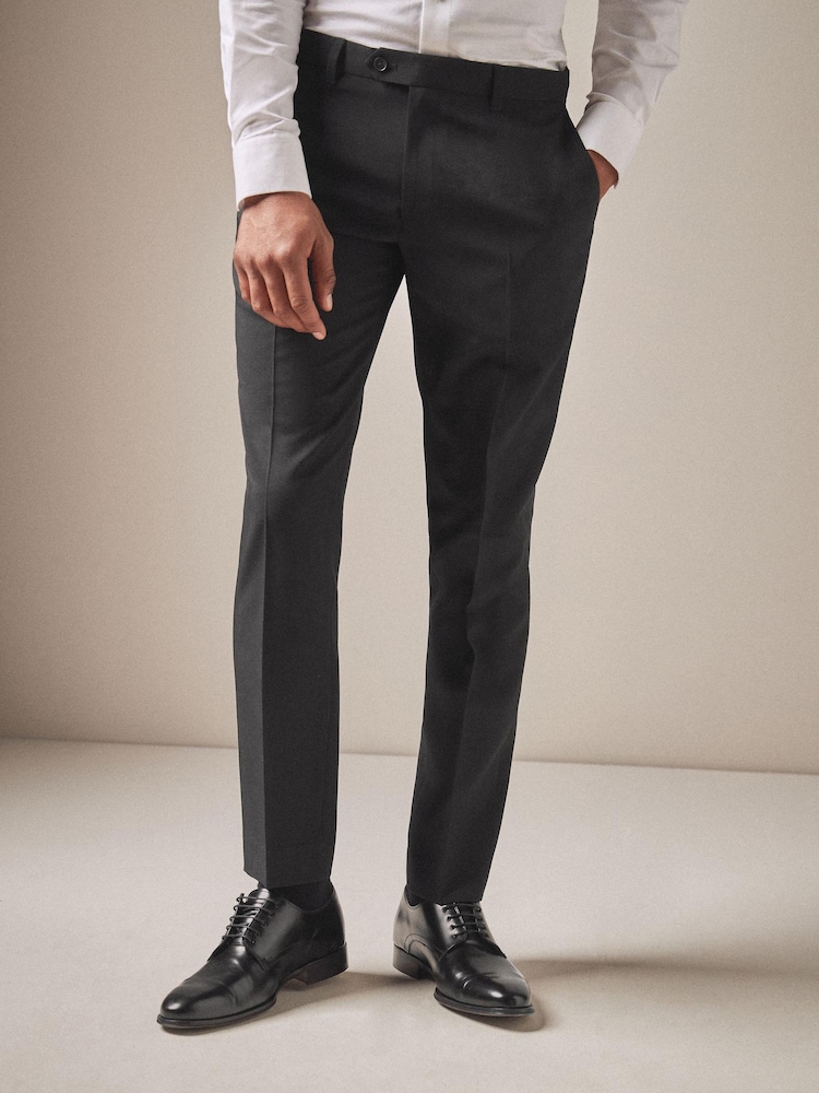 Black Slim Machine Washable Plain Front Smart Trousers - Image 1 of 4