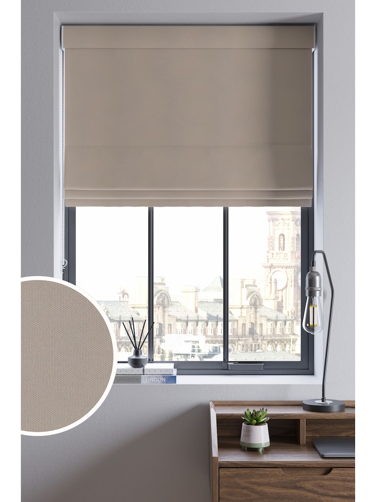 Dark Natural 100% Cotton Made To Measure Roman Blinds - Image 1 of 6 Dark Natural 100% Cotton Made To Measure Roman Blinds - Image 1 of 6
