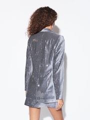 Grey Tailored Sequin Velvet Blazer - Image 3 of 6