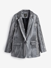 Grey Tailored Sequin Velvet Blazer - Image 4 of 6