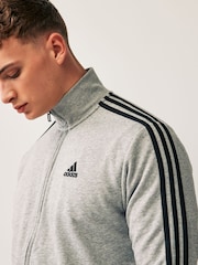 adidas Grey Sportswear Basic 3-Stripes French Terry Tracksuit - Image 5 of 8