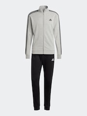 adidas Grey Sportswear Basic 3-Stripes French Terry Tracksuit - Image 6 of 8