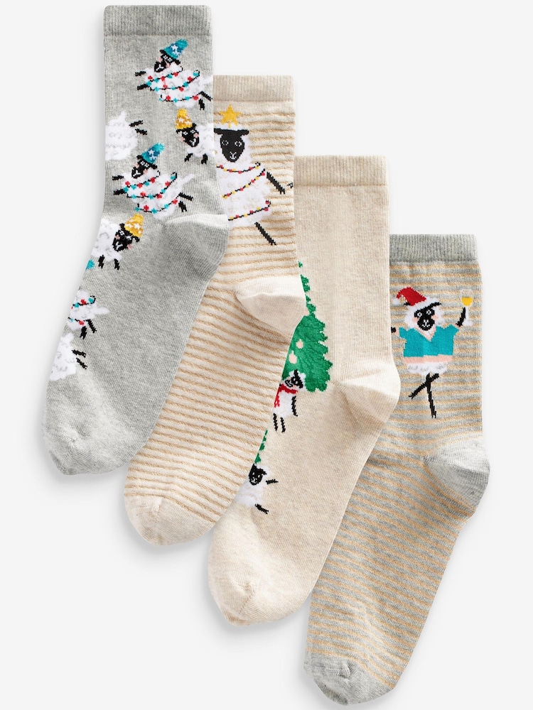 Sheep Christmas Ankle Socks 4 Pack - Image 1 of 5