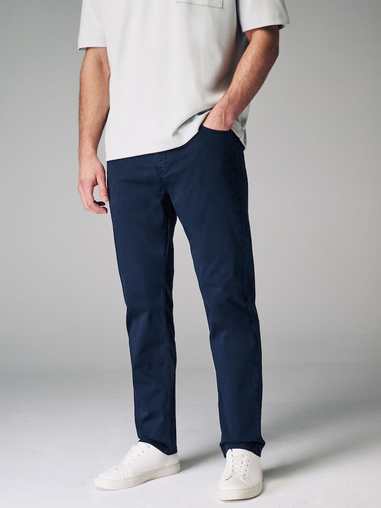 Navy Blue Premium Laundered 5 Pocket Trousers - Image 1 of 10