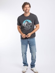 Weird Fish Grey Mountain Top Front Print Graphic T-Shirt - Image 2 of 6