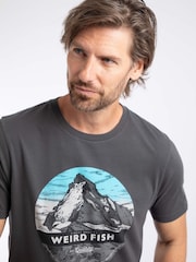 Weird Fish Grey Mountain Top Front Print Graphic T-Shirt - Image 4 of 6