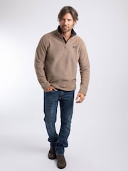 Tan Brown - Weird Fish Newark Quarter Zip Grid fleeces - 5şəkildən 3 şəkil